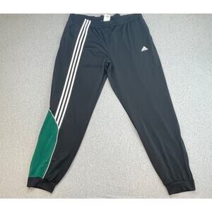Adidas Jogger Mens 2XL Black Performance 3 Stripes Drawstring Elastic Vintage